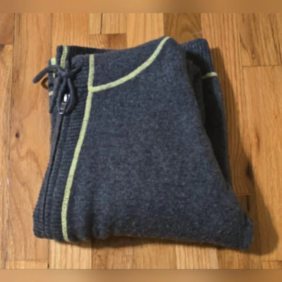 Old Navy Gray Jacket Lime Stitching, Hooded Zippered Sweater Women's Size L - Picture 13 of 14